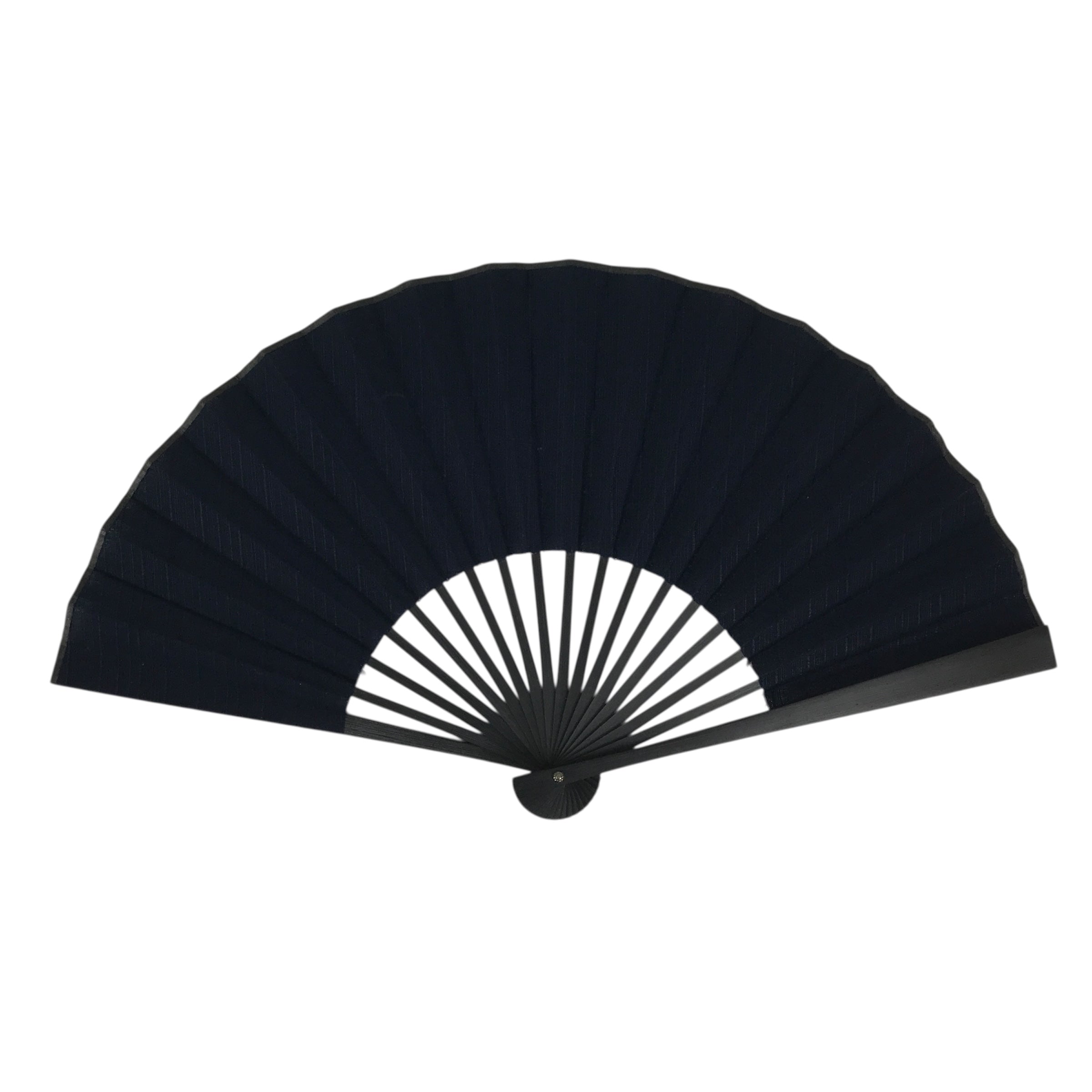 Japanese Fabric Folding Fan Sensu Vtg Black Bamboo Frame Plain Navy Blue 5D63-AD - Fan-chidorivintage.com