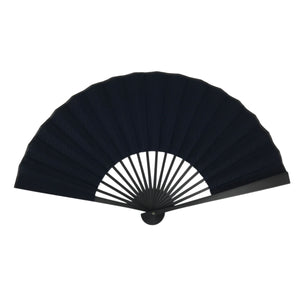 Vintage Japanese Folding Fan: Elegant Navy Blue Fabric Style