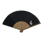 Japanese Fabric Folding Fan Sensu Vtg Bamboo Frame Hippopotamus Kaba Black 5D65-AD - Fan-chidorivintage.com