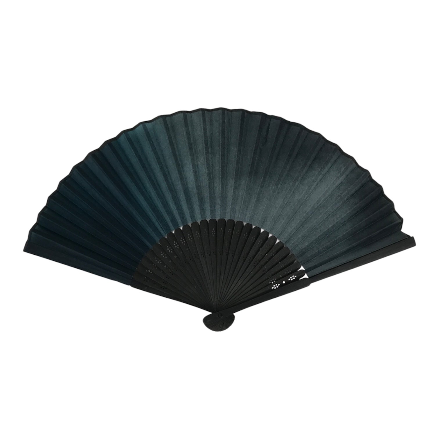 Japanese Fabric Folding Fan Sensu Vtg Bamboo Frame Dark Green Gradient 5D71-AD - Fan-chidorivintage.com