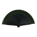 Japanese Fabric Folding Fan Sensu Vtg Bamboo Cutout Frame Solid Dark Green 5D72-AD - Fan-chidorivintage.com