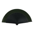 Japanese Fabric Folding Fan Sensu Vtg Bamboo Cutout Frame Solid Dark Green 5D72-AD - Fan-chidorivintage.com