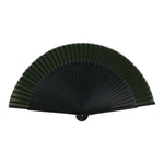 Japanese Fabric Folding Fan Sensu Vtg Bamboo Cutout Frame Solid Dark Green 5D72-AD - Fan-chidorivintage.com