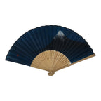 Japanese Fabric Folding Fan Sensu Vtg Bamboo Frame Mt. Fuji Blue Fujisan 5D73-AD - Fan-chidorivintage.com