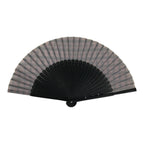 Japanese Fabric Folding Fan Vtg Sensu Black Bamboo Frame Pink Fancy Design 5D79-AD - Fan-chidorivintage.com