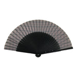 Japanese Fabric Folding Fan Vtg Sensu Black Bamboo Frame Pink Fancy Design 5D79-AD - Fan-chidorivintage.com