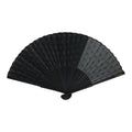Japanese Fabric Folding Fan Vtg Sensu Bamboo Frame Black Asanoha Pattern 5D81-AD - Fan-chidorivintage.com