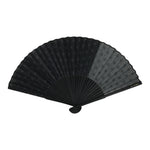 Japanese Fabric Folding Fan Vtg Sensu Bamboo Frame Black Asanoha Pattern 5D81-AD - Fan-chidorivintage.com