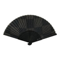 Japanese Fabric Folding Fan Vtg Sensu Bamboo Frame Black Shippo Pattern 5D82-AD - Fan-chidorivintage.com