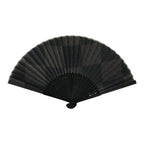 Japanese Fabric Folding Fan Vtg Sensu Bamboo Frame Black Shippo Pattern 5D82-AD - Fan-chidorivintage.com