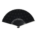 Japanese Fabric Folding Fan Vtg Sensu Metal Bamboo Frame Black Polka Dots 5D84-AD - Fan-chidorivintage.com