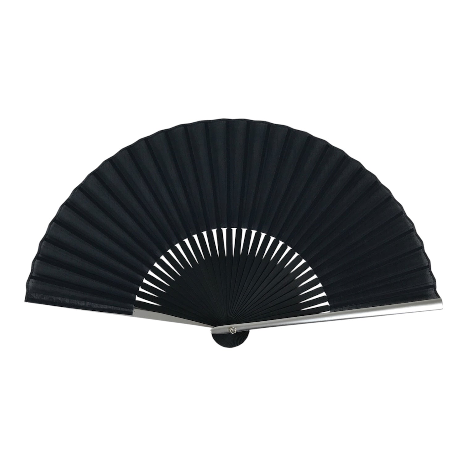 Japanese Fabric Folding Fan Vtg Sensu Metal Bamboo Frame Dark Navy Blue 5D85-AD - Fan-chidorivintage.com