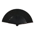 Japanese Fabric Folding Fan Vtg Sensu Bamboo Frame Black Gold Floral Design 5D87-AD - Fan-chidorivintage.com