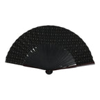Japanese Fabric Folding Fan Vtg Sensu Bamboo Frame Black Gold Floral Design 5D87-AD - Fan-chidorivintage.com