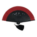 Japanese Fabric Folding Fan Vtg Sensu Bamboo Frame Red White Cherry Blossom 5D88-AD - Fan-chidorivintage.com