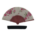 Japanese Fabric Folding Fan Vtg Sensu Bamboo Frame Hanae Mori Pink Rose 5D89-AD - Fan-chidorivintage.com