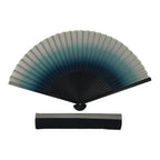 Japanese Fabric Folding Fan Vtg Sensu Bamboo Frame Blue White Dot Diamond 5D90-AD - Fan-chidorivintage.com