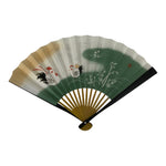 Japanese Paper Folding Fan Sensu Vtg Bamboo Frame Tea Ceremony Bird Plant 5D97-AD - Fan-chidorivintage.com
