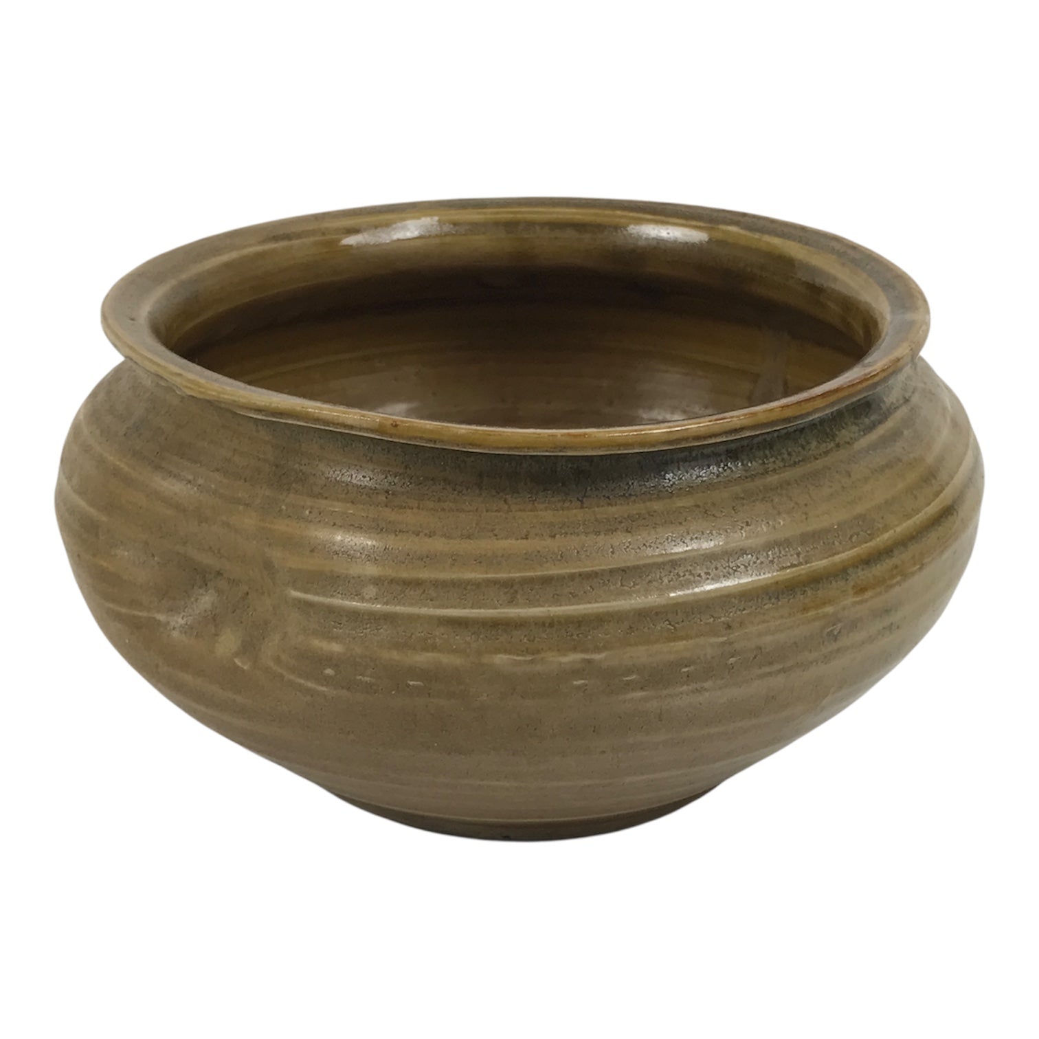 Japanese Ceramic Waste Water Bowl Kensui Vtg Tea Ceremony Brown Stripe CHB171-KT - Bowl-chidorivintage.com