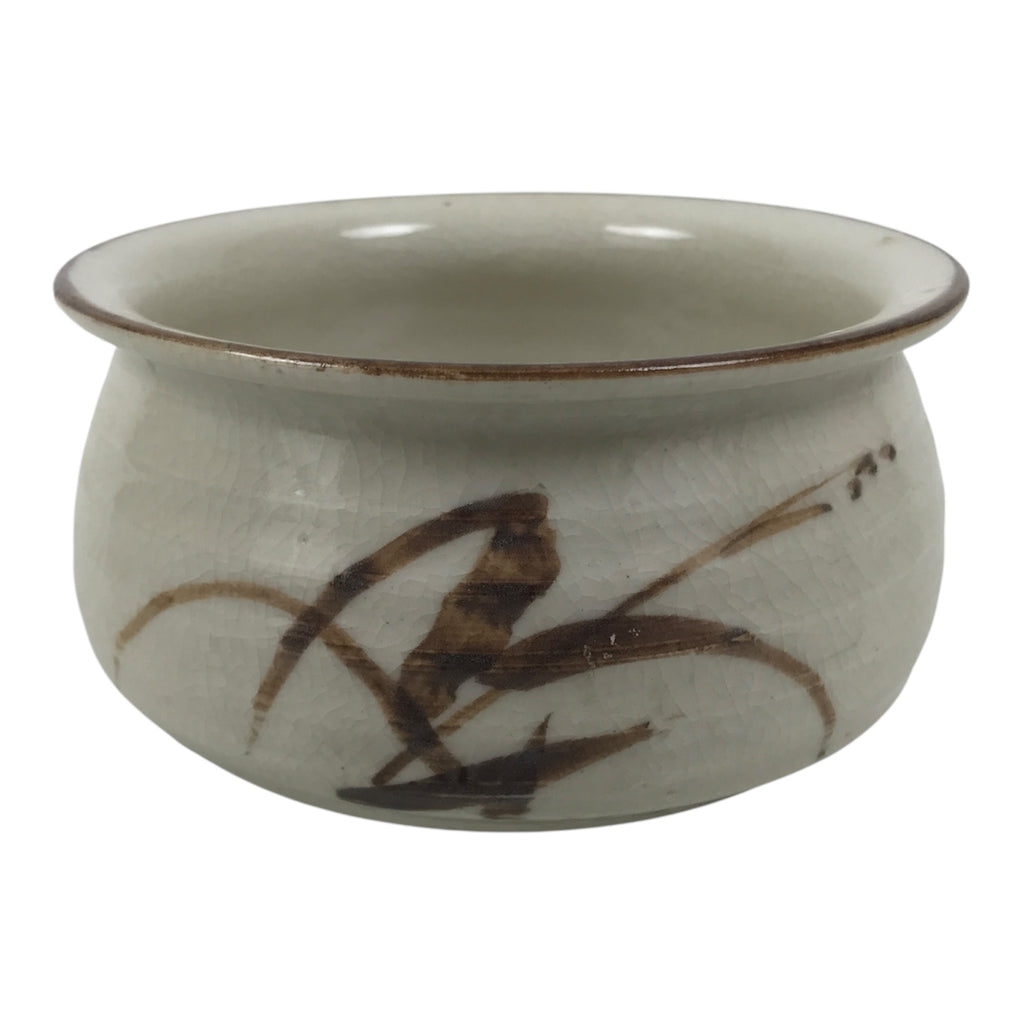 Japanese Ceramic Waste Water Bowl Kensui Vtg Tea Ceremony White Brown CHB172-KT - Bowl-chidorivintage.com