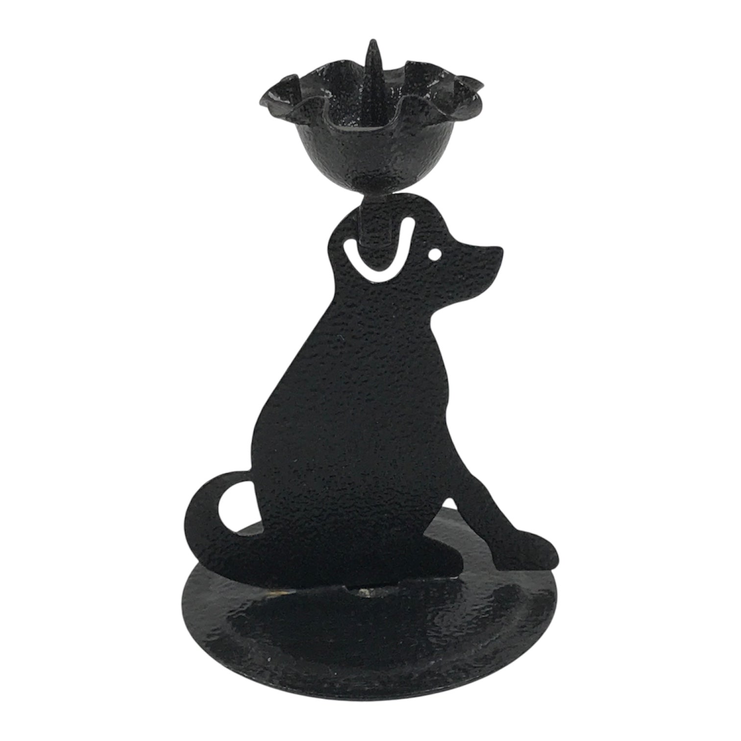Japanese Buddhist Altar Fitting Metal Dog Candle Stand Vtg Shokudai Black BA938-OT - Buddhist-chidorivintage.com