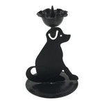 Japanese Buddhist Altar Fitting Metal Dog Candle Stand Vtg Shokudai Black BA938-OT - Buddhist-chidorivintage.com