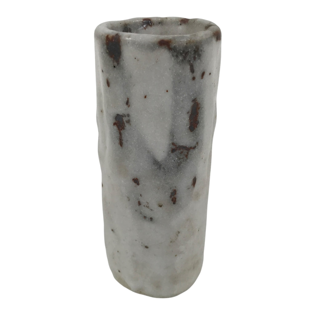 Japanese Shino Ware Ceramic Flower Vase Vtg Ikebana Kabin White Brown FK240-KT - Vase-chidorivintage.com