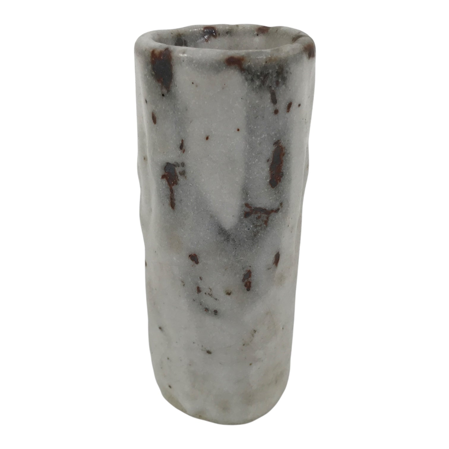 Japanese Shino Ware Ceramic Flower Vase Vtg Ikebana Kabin White Brown FK240-KT - Vase-chidorivintage.com