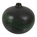 Japanese Ceramic Flower Vase Vtg Ikebana Kabin Round Ball Green Dark Brown FK241-KT - Vase-chidorivintage.com