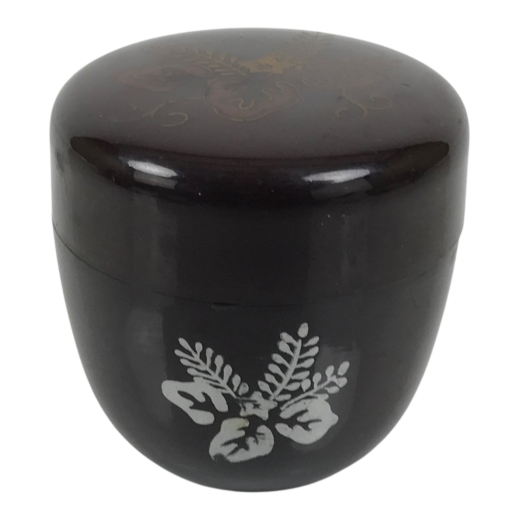 Japanese Resin Lacquer Replica Matcha Tea Caddy Natsume Sado Brown Floral TG197-KT - Tea Ceremony-chidorivintage.com
