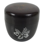 Japanese Resin Lacquer Replica Matcha Tea Caddy Natsume Sado Brown Floral TG197-KT - Tea Ceremony-chidorivintage.com