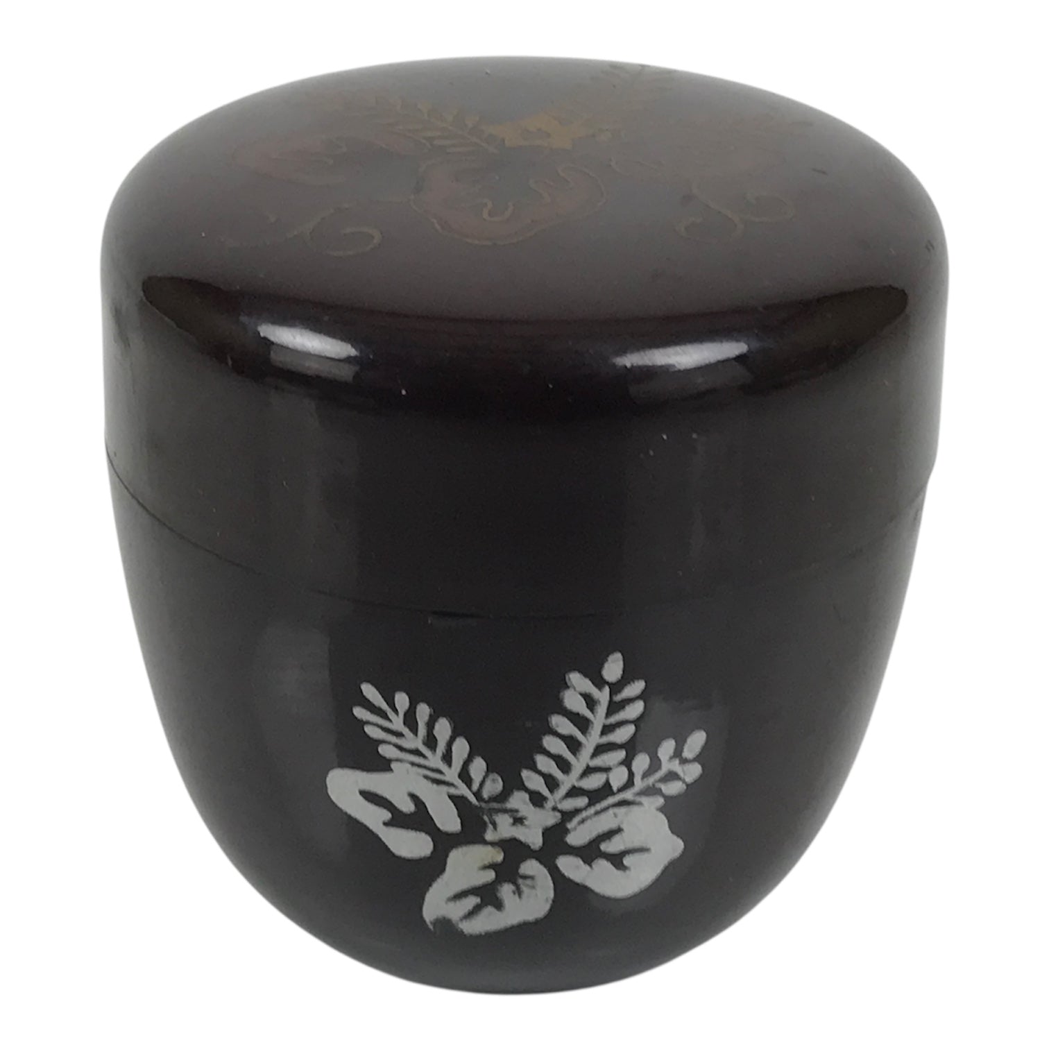 Japanese Resin Lacquer Replica Matcha Tea Caddy Natsume Sado Brown Floral TG197-KT - Tea Ceremony-chidorivintage.com