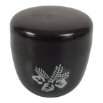 Japanese Resin Lacquer Replica Matcha Tea Caddy Natsume Sado Brown Floral TG197-KT - Tea Ceremony-chidorivintage.com