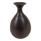 Japanese Ceramic Flower Vase Vtg Ikebana Kabin Round Brown Natural Glaze FK243-KT - Vase-chidorivintage.com