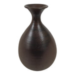 Japanese Ceramic Flower Vase Vtg Ikebana Kabin Round Brown Natural Glaze FK243-KT - Vase-chidorivintage.com