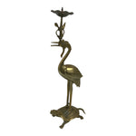 Japanese Buddhist Altar Fitting Brass Candle Stand Vtg Crane Shokudai BA942-OT - Buddhist-chidorivintage.com