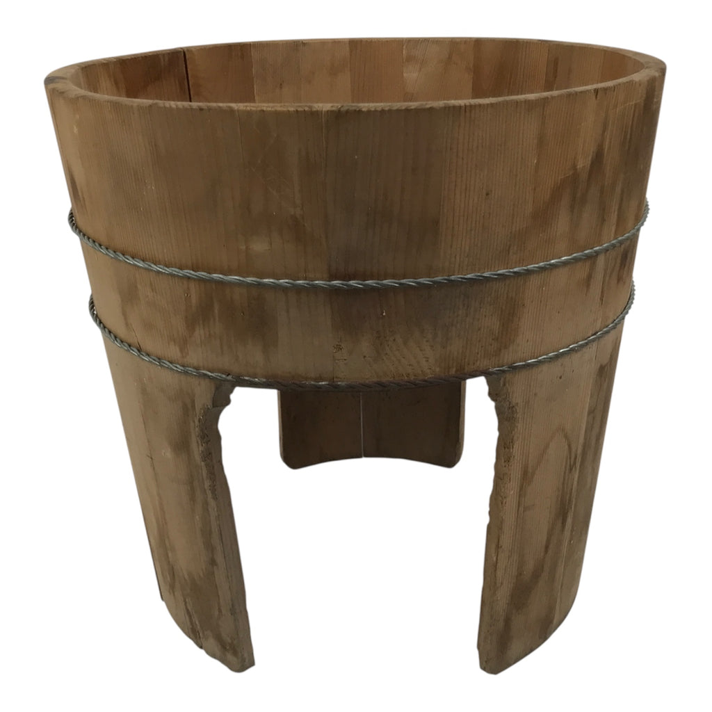 Japanese Handmade Natural Wood High Bucket Vtg Chozuoke Oke Legs Water BK58-OT - Wood-chidorivintage.com
