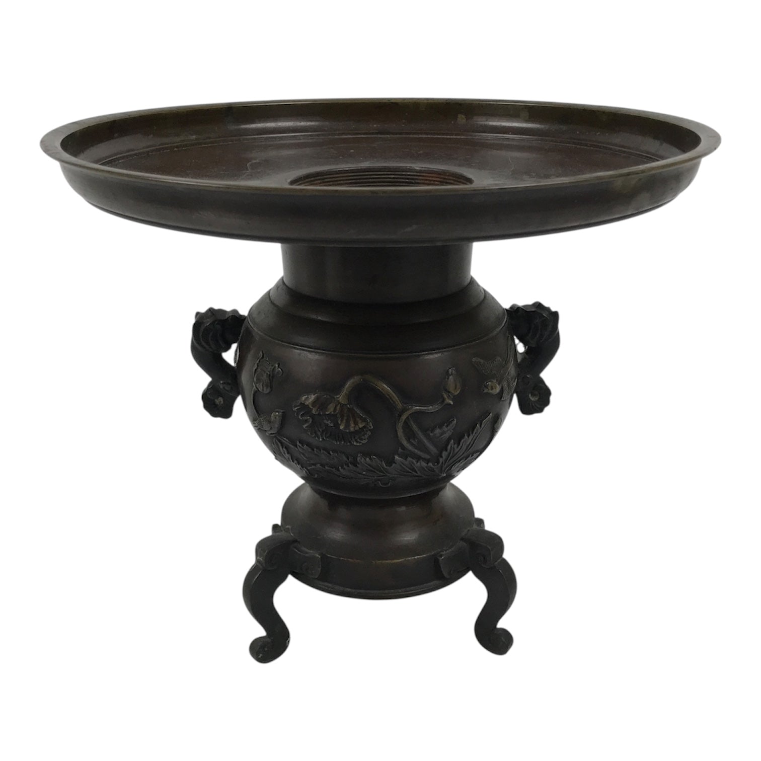 Japanese Bronze Usubata Flower Vase Vtg Ikebana Arrangement 2pc Kabin UB65-KT - Vase-chidorivintage.com