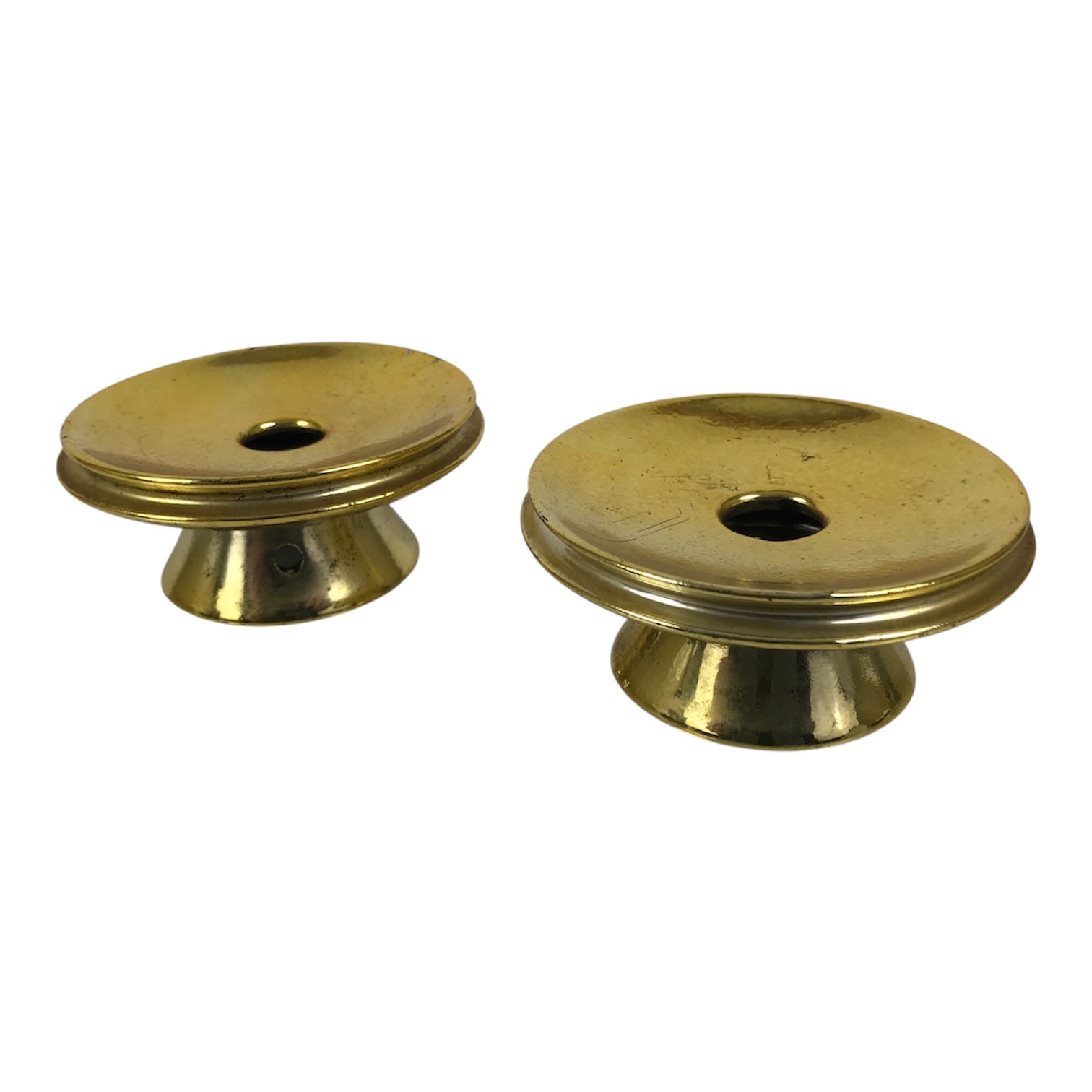 Japanese Buddhist Altar Fitting Metal Candle Stand Vtg 2pc Shokudai Gold BA976-OT - Buddhist-chidorivintage.com