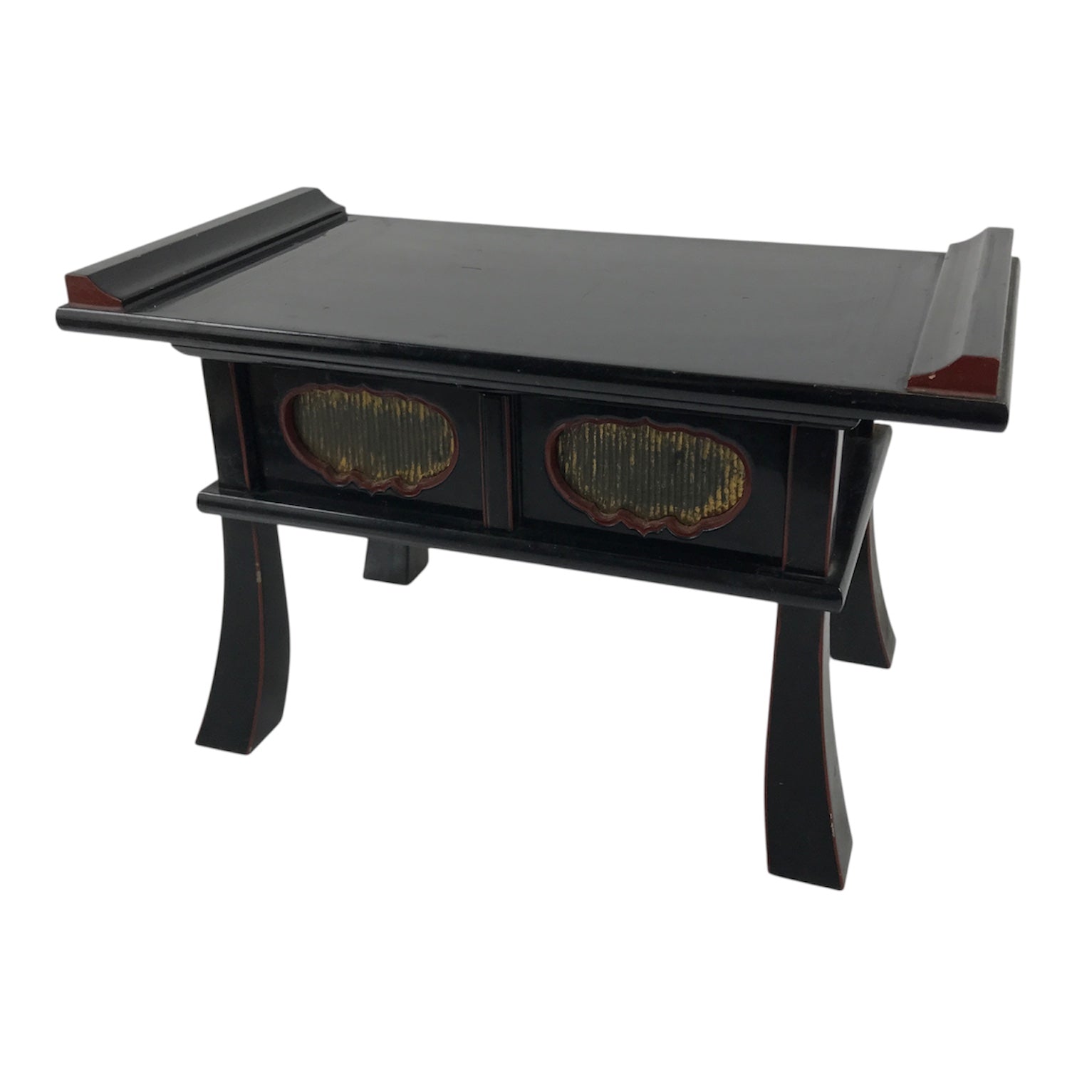 Japanese Buddhist Altar Fitting Lacquer Kyozukue Offering Table Black Red BA978-OT - Buddhist-chidorivintage.com