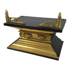 Japanese Buddhist Altar Lacquer Wood Shumidan Part Vtg Flower Black Gold BP42-OT - Buddhist-chidorivintage.com