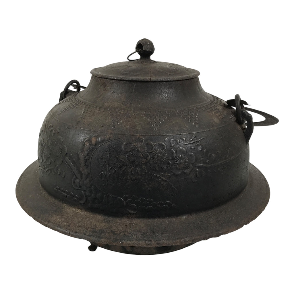 Antique Japanese Cast Iron Kettle Chagama Water Pot Tea Ceremony Floral C36-KT - Kettle-chidorivintage.com