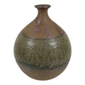 Japanese Ceramic Flower Vase Vtg Ikebana Kabin Brown Round Drip Speckles FK246-KT - Vase-chidorivintage.com