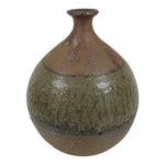 Japanese Ceramic Flower Vase Vtg Ikebana Kabin Brown Round Drip Speckles FK246-KT - Vase-chidorivintage.com