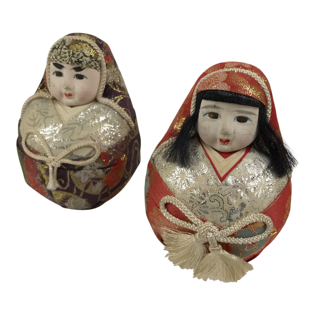 Japanese Hime Daruma Nishiki Doll Ningyo Empress Emperor Hina Ohinasama ID690-AD - Doll-chidorivintage.com