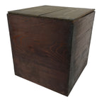 Antique Japanese Wooden Lacquerware Storage Box Inside 35x35x35cm Lid Brown X229-FB - Wooden Box-chidorivintage.com