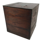 Antique Japanese Wooden Lacquerware Storage Box Inside 35x35x35cm Lid Brown X230-FB - Wooden Box-chidorivintage.com