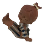 Japanese Seto Ceramic Young Girl Figurine Vtg Child Stripe Kimono Red Clay ST100-AD - Figurine-chidorivintage.com