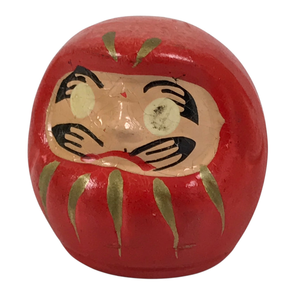 Japanese Small Wooden Kokeshi Daruma Figurine Vtg Lucky Charm Red Black KF839-AD - Kokeshi-chidorivintage.com