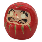 Japanese Small Wooden Kokeshi Daruma Figurine Vtg Lucky Charm Red Black KF840-AD - Kokeshi-chidorivintage.com